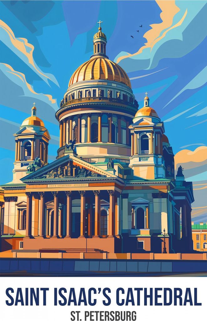 Plakat 40x55cm Isaakskathedrale, St. Petersburg