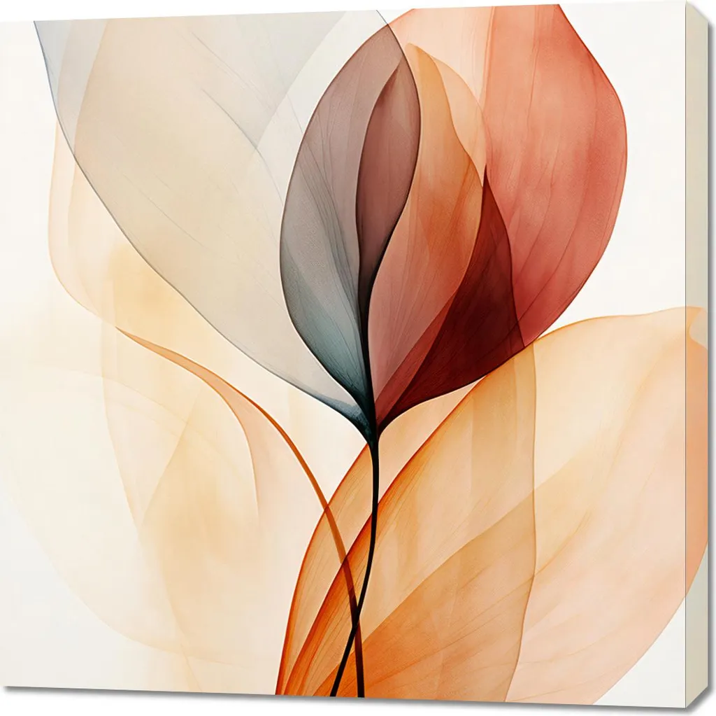 Tableau Feuilles éthérées 90x90 cm - Habiller un mur vide avec élégance