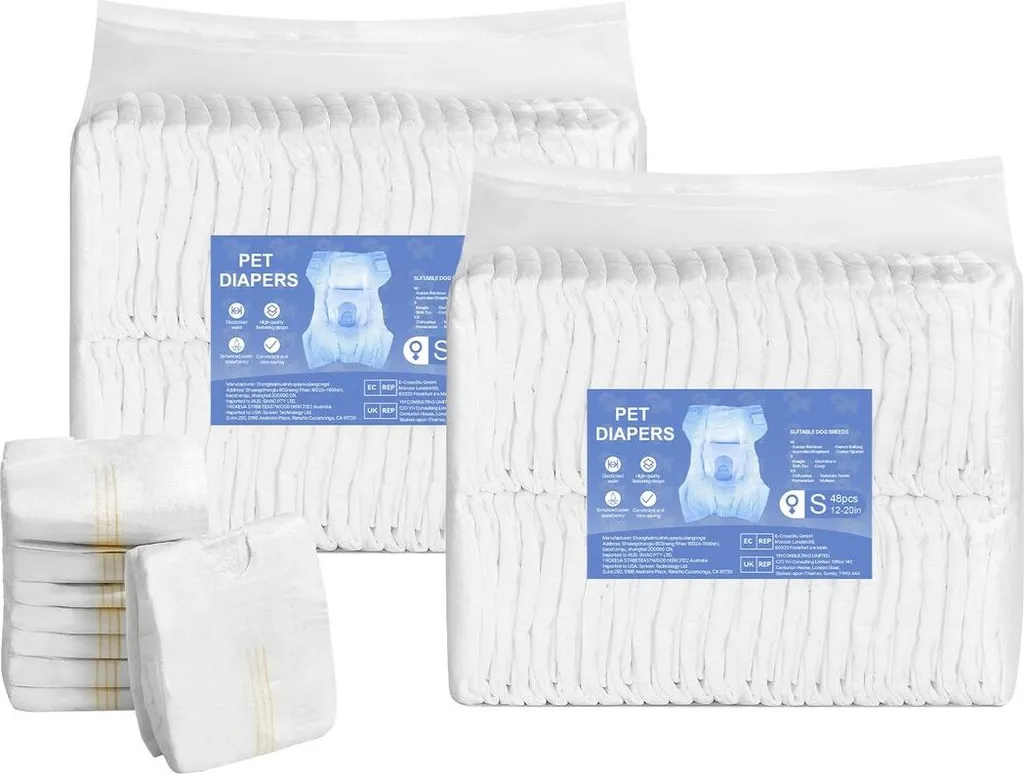 Couches pour chiennes en chaleur et incontinence Taille S lot de 96