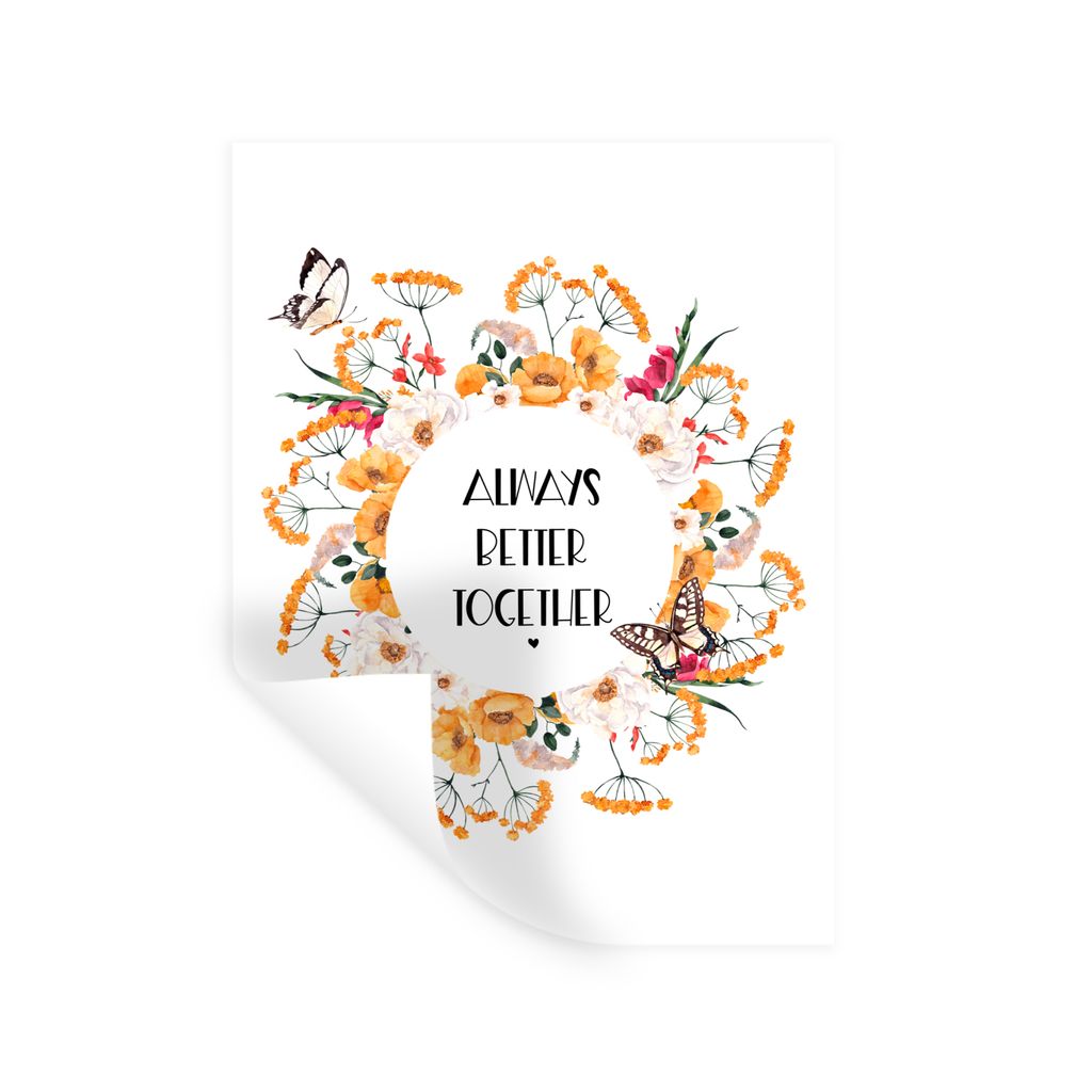 MuchoWow Wandtattoo Wandsticker Wandaufkleber Sprichwörter - Zusammen ist es immer besser - Zitate 90x120 cm Selbstklebend und Repositionierbar ...