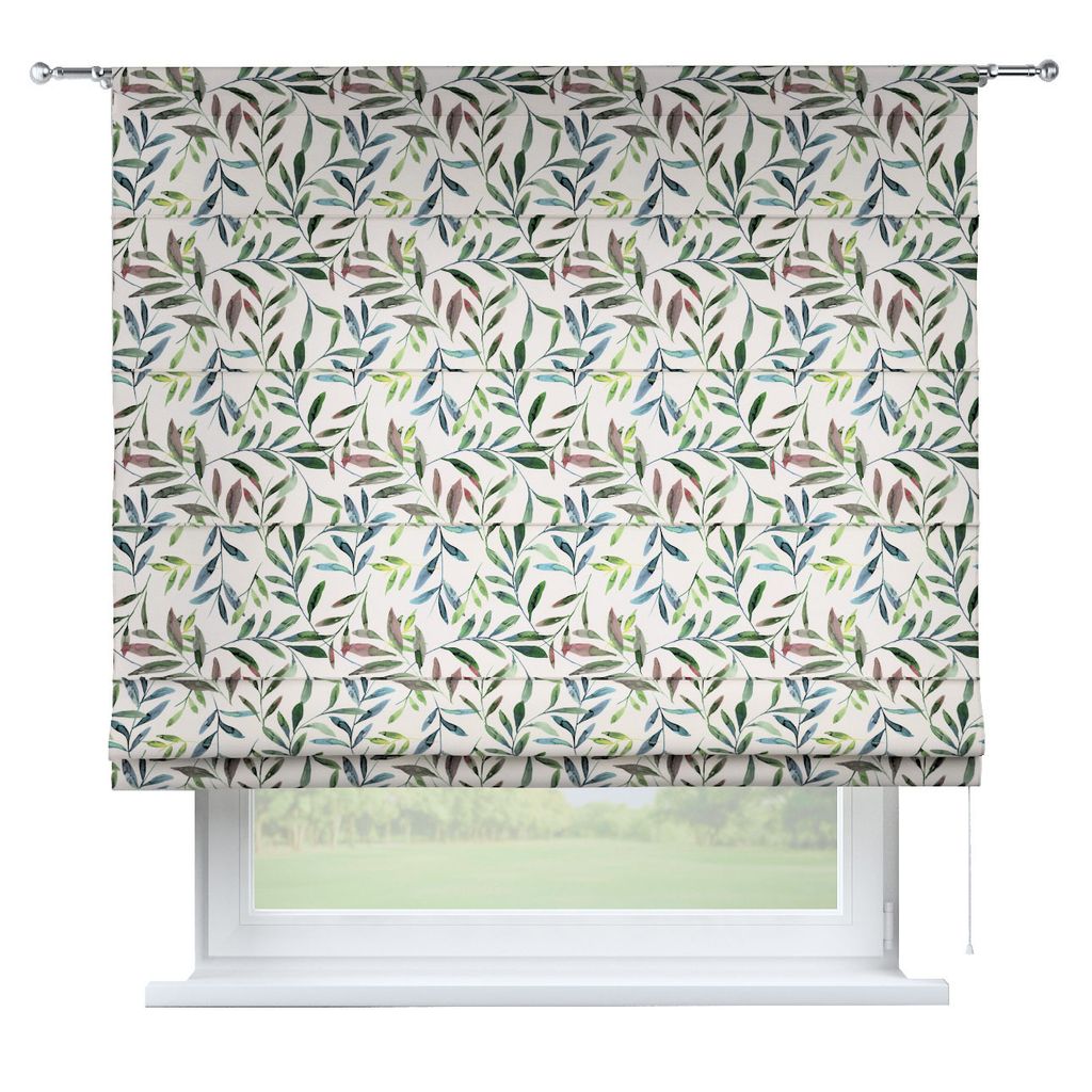 Dekoria Raffrollo Torino, weiß-grün, 100 x 170 cm