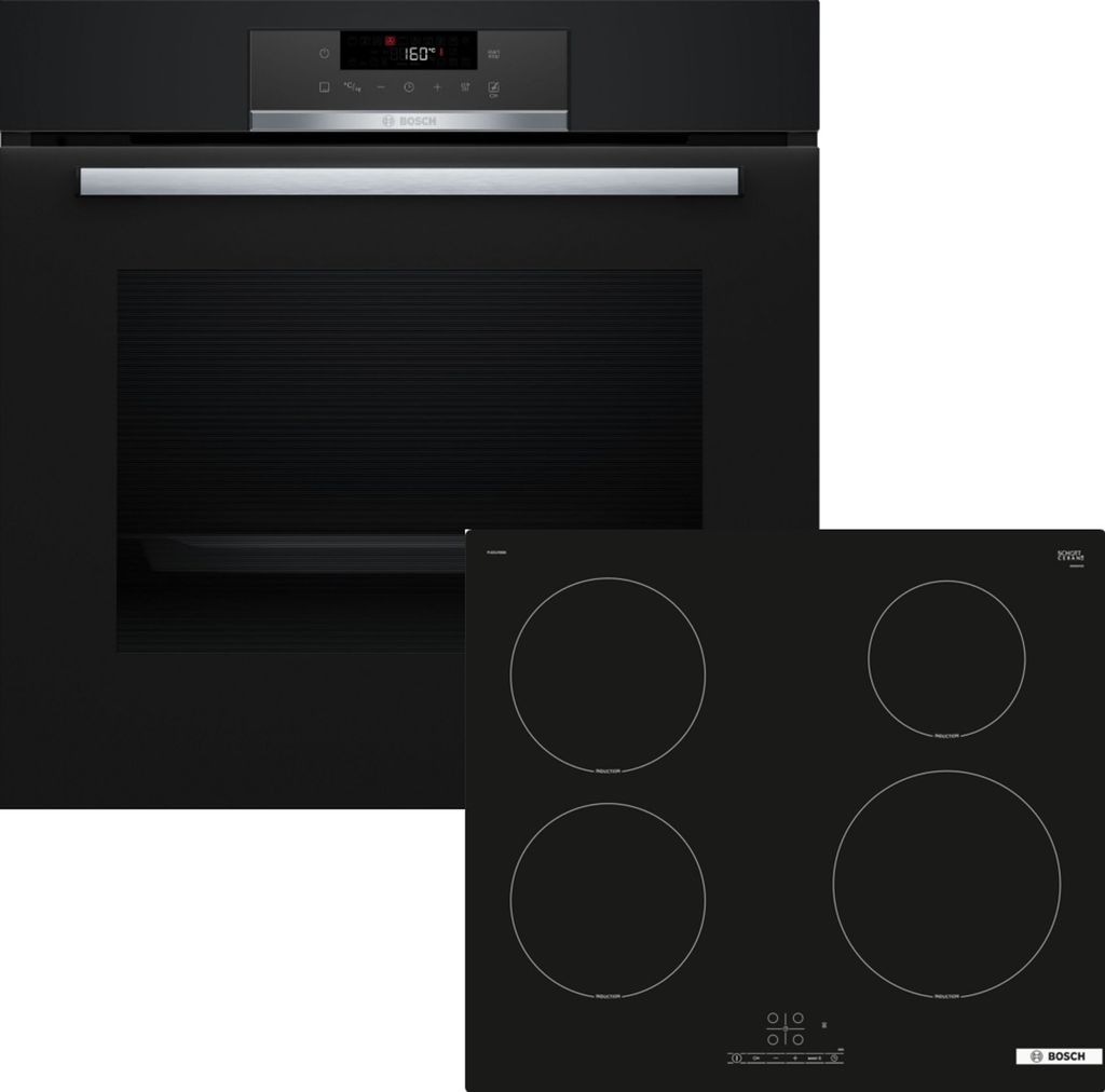 Bosch Einbau-Backofen-Set, HBA171BB3 + PUE61RBB6E, Einbau-Backofen, Induktionskochfeld HBD274FB66