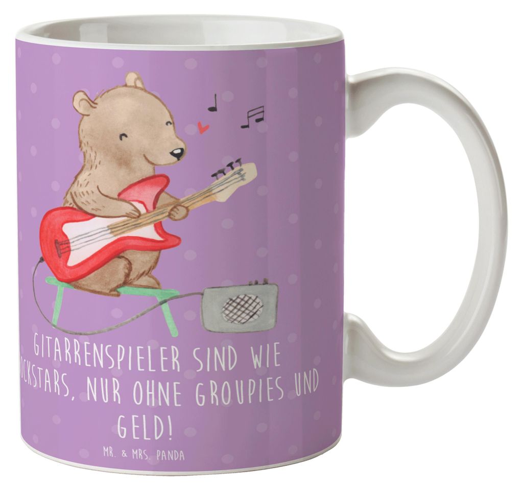 Mr. & Mrs. Panda Tasse Gitarre Helden - Lavendeltraum - Geschenk, Leidenschaft, Lernen, Musik, Frühstückstasse, Freiheit, Kaffeetasse, Akustik, B...