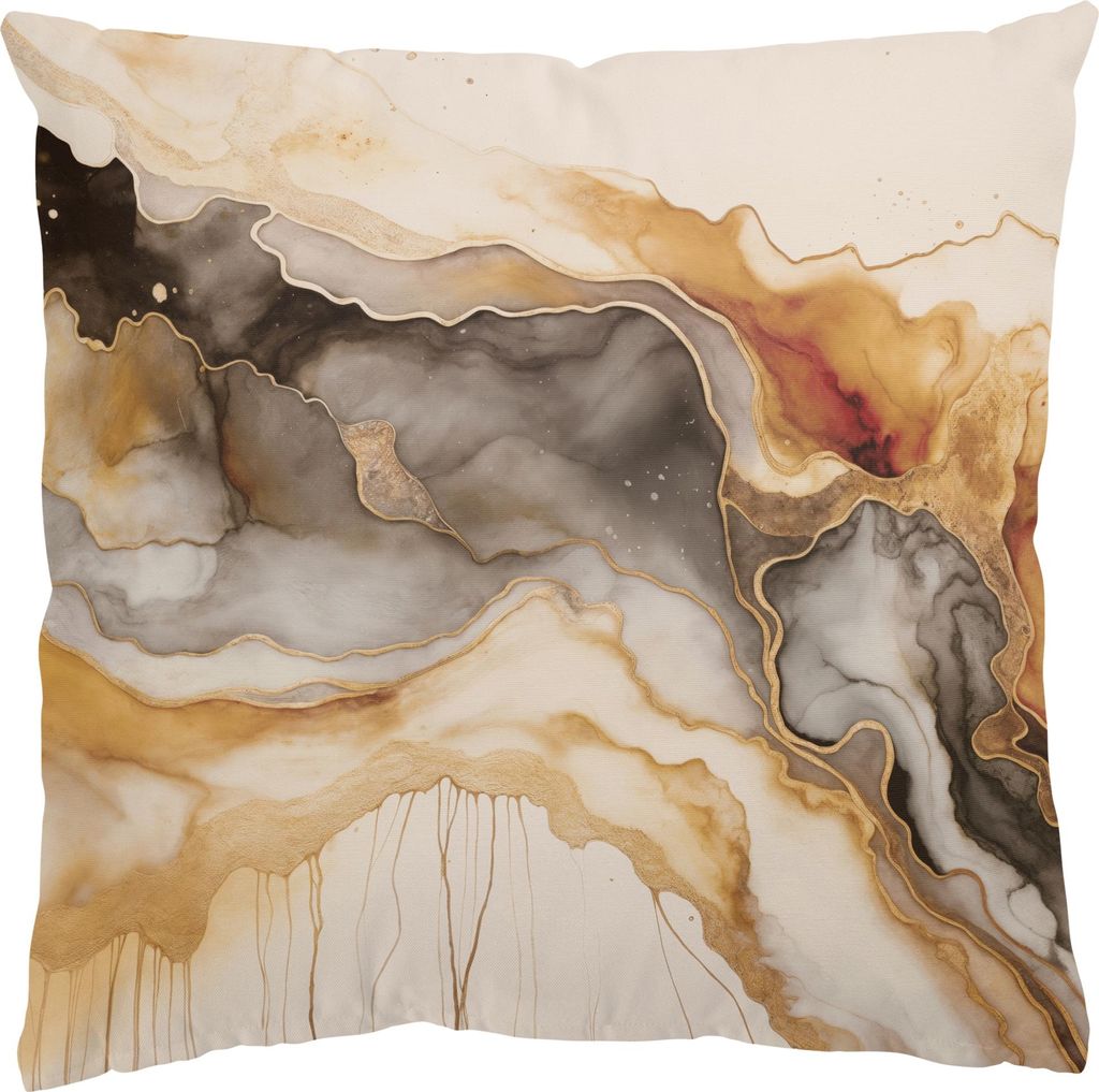 Dekokissen Muster draußen / Outdoor Zierkissen waschbar Design braun Aquarell Sofakissen ohne Füllung