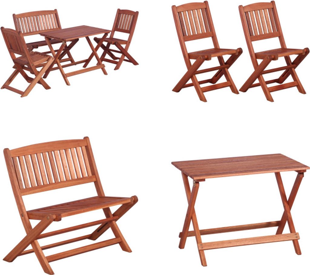 vidaXL 4 tlg. Garten Essgruppe für Kinder Massivholz Eukalyptus - Esszimmergarnitur - Essgarnitur - Esszimmermöbel - Esszimmer Möbel