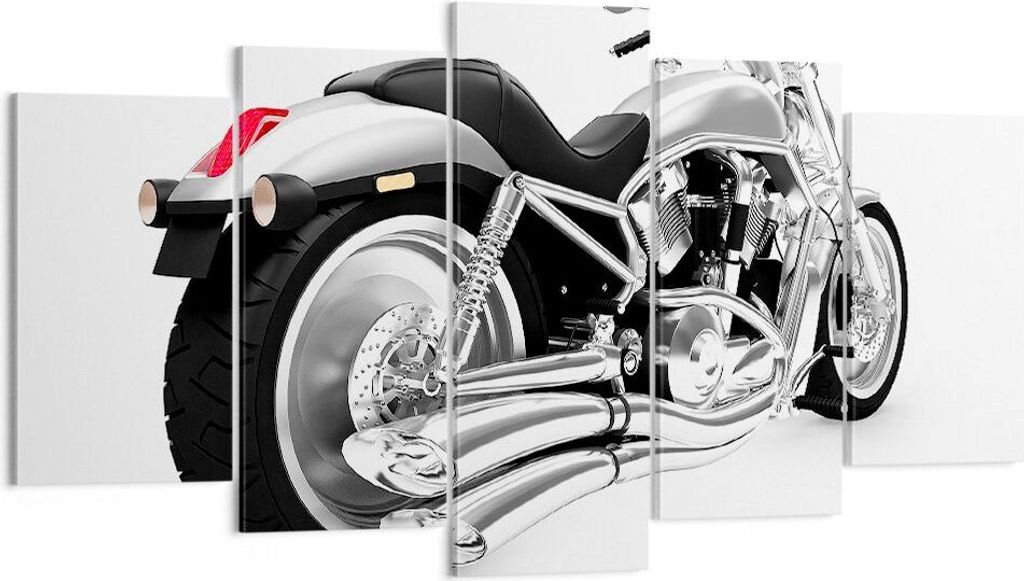 Bild auf Leinwand - Leinwandbild - Chopper Motorrad Chrom - 160x85cm - Wand Bild - Wanddeko - Leinwanddruck - Bilder - Kunstdruck - Wanddekoration ...