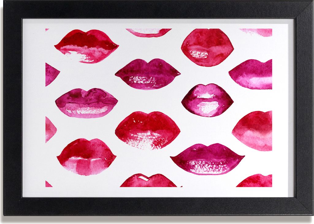 Bild 30x20 MDF-Rahmen, Wandkunst rote Lippen