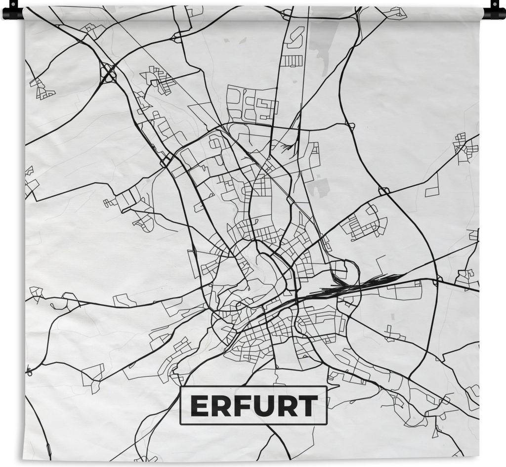 MuchoWow Wandteppich Wandbehang Erfurt - Stadtplan - Karte 150x150 cm Tapisserie Dekoration Wandtuch - Wohnaccessoires - Modernes