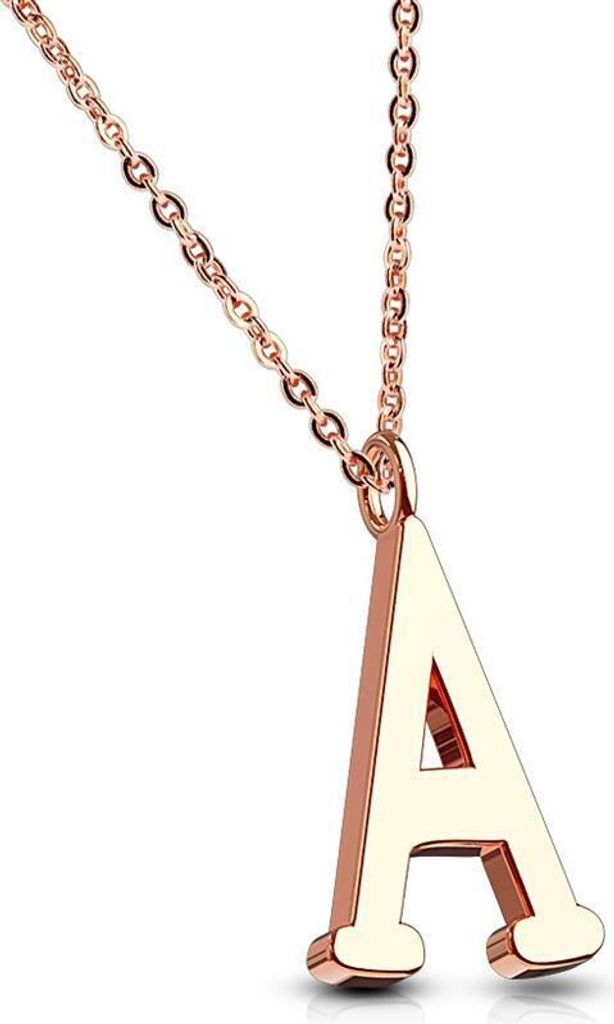 A - Kette Buchstaben Anhänger Rosegold aus Edelstahl Damen A