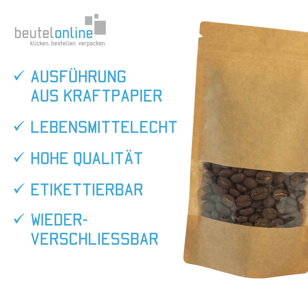 Wiederverschließbare Standbodenbeutel – 60 Stück, Luftdicht & Wasserdicht, Ideal Für Lebensmittel, Kaffee, Snacks & Mehr