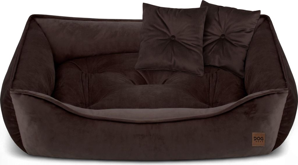 Premium Hundebett & Katzenbett MARCO aus Velvet – Haustier-Sofa, Weich, Elegant, Komfortabel, Poland, Braun 50x70cm