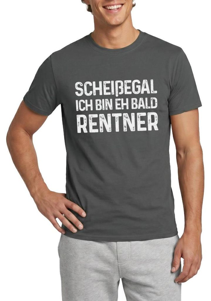 Spreadshirt Egal Ich Bin Eh Bald Rentner Geschenk Zur Rente Männer T-Shirt, XL, Anthrazit