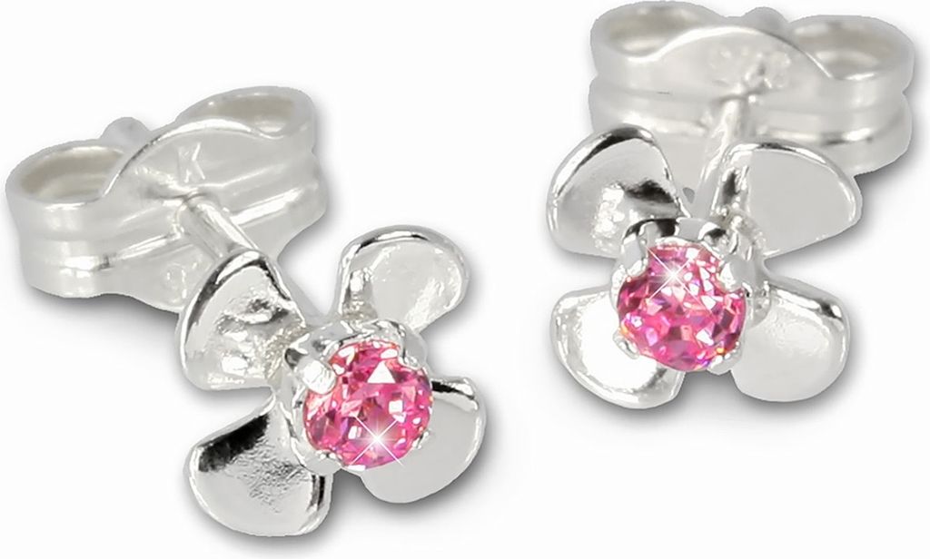 SilberDream Ohrstecker für Damen 925 Silber rosa Blume Ohrringe 6mm SDO508P