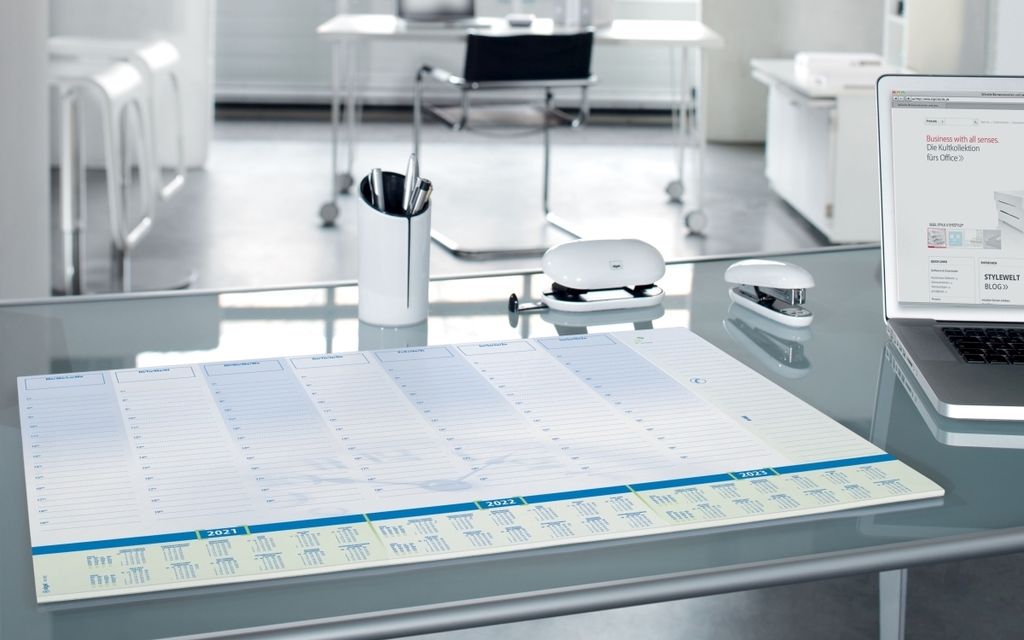 Schreibunterlage 595x410mm Time mit 3-Jahres-Kalendarium Tag und Wochenplan mit 30 Blatt Packung mit 5 Stück