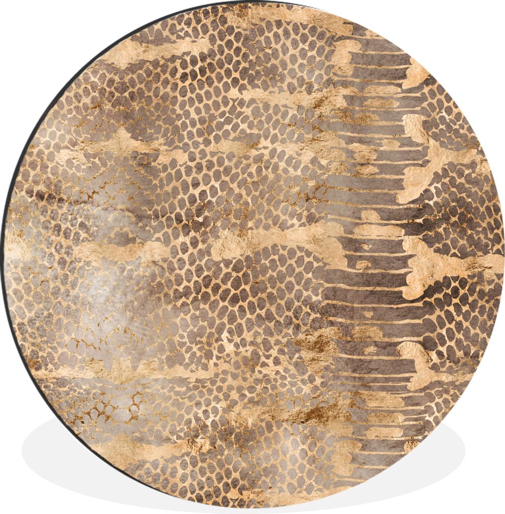 MuchoWow Aluminium Wandkreis Tiermuster - Schlange - Gold - Luxus Ø 60 cm Wanddeko Modern Wohnzimmer - Wand Kreis - Wandbild - Schlafzimmer - Al...