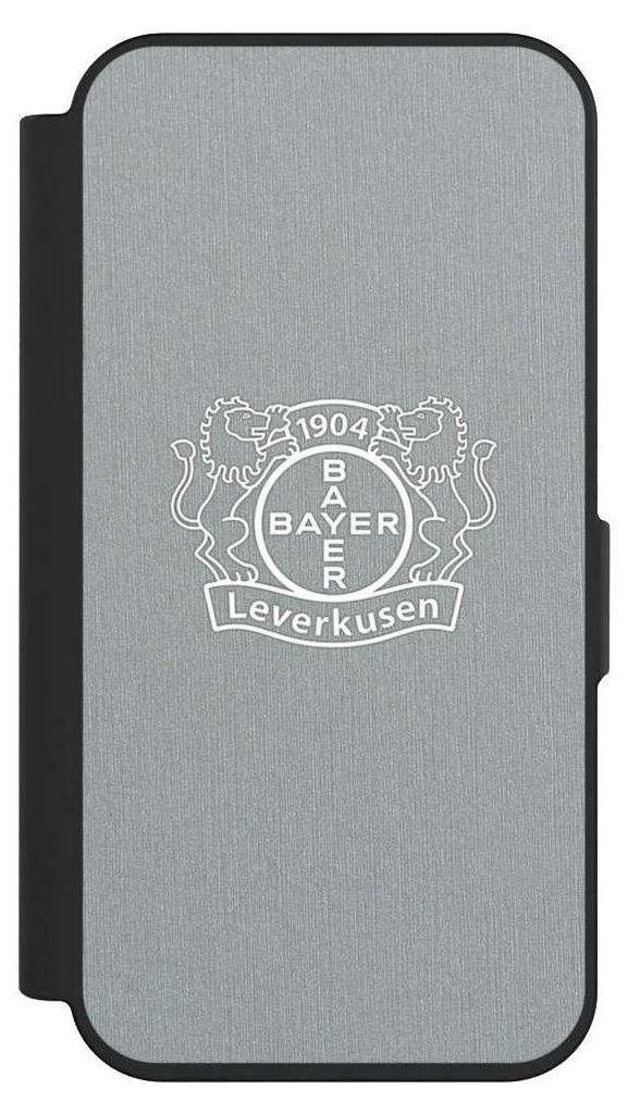 NIVOCASE Klapphülle für Apple iPhone 15 Pro Handyhülle aus Kunst Leder NIVOflip schwarz Bayer 04 Leverkusen Offizielles Lizenzprodukt Wappen