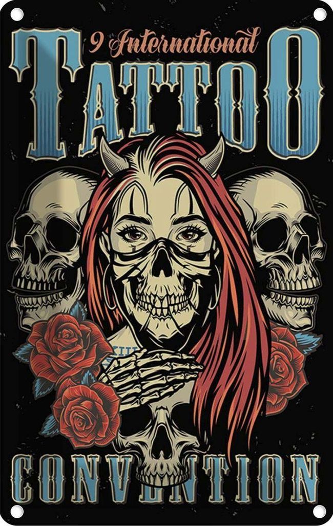 vianmo Blechschild 30x20 cm Tattoo International Tatoo Sport Hobby