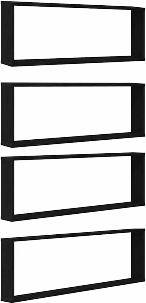 Scaffali a Cubo vidaXL Rovere Nero 4 pz 100x15x30 cm | Offerta Online
