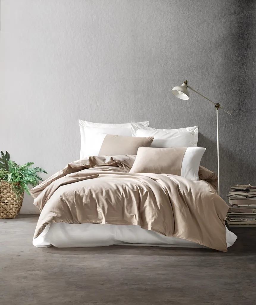 Linge de Lit 100 % Coton Renforcé 240x220 cm Finition Douceur Vison
