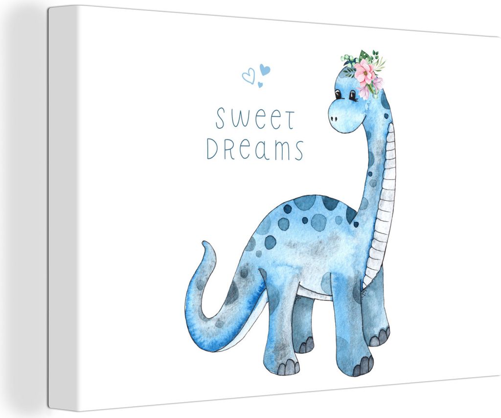 OneMillionCanvasses - Leinwandbilder - 140x90 cm, Dinosaurier - Kinderzimmer - Süße Träume - Jungen - Mädchen - Kinder, Wandbilder Kunstdruck...