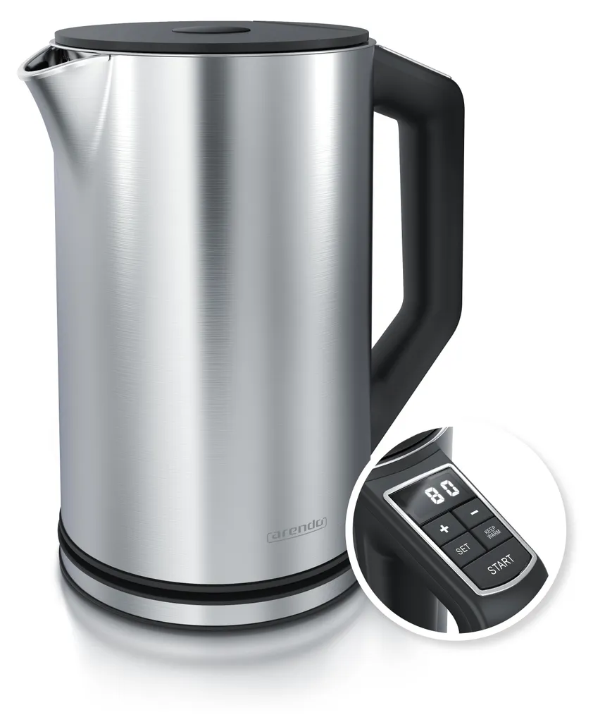 Bouilloire sécurisée Arendo inox 1,5 l évite les brûlures avec sa double paroi
