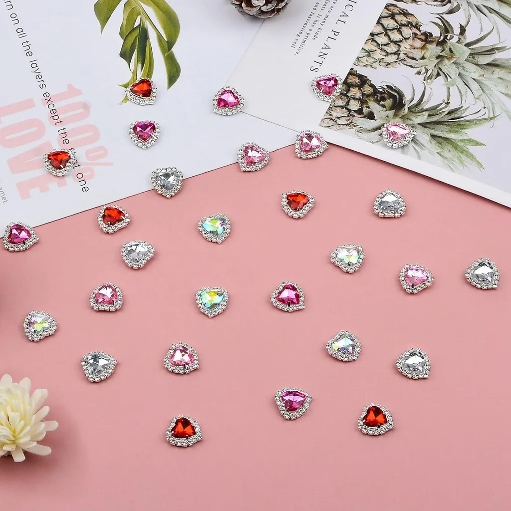 Boutons Cœur en Strass pour Couture Mariage - Décoration Artisanat 30 pcs