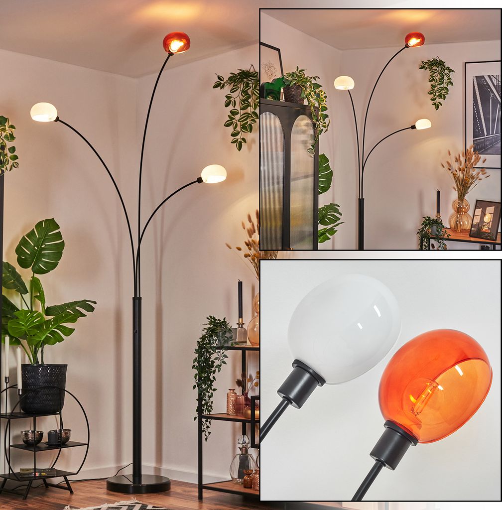 Tubione Stehlampe aus Metall in Schwarz/Orange/Weiß, Retro-Design