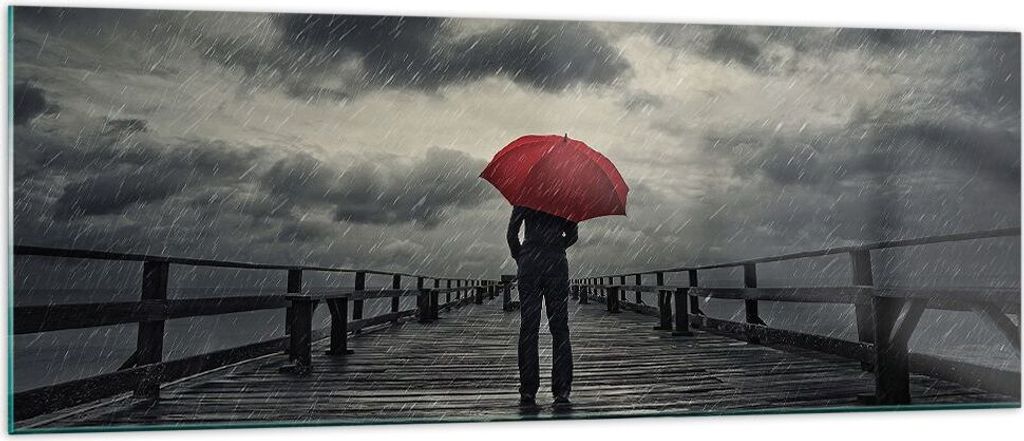 Bilder auf glas - Meer Brücke Sturm - 140x50cm - Glasbilder - Wandbilder - Kunstdruck - zum Aufhängen bereit - Wanddekoration aus Glas - Glas Bil...