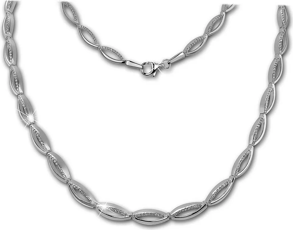 SilberDream Collier Argent 925 Ovale Blanc Femme SDK460W Bijou Chic