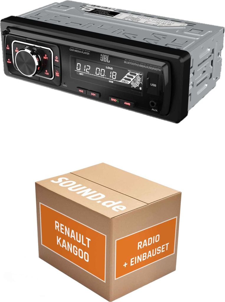 Autoradio Einbaupaket JBL Celebrity 150 passend für Renault Kangoo 1 + Update List Display im Gerät | Bluetooth USB