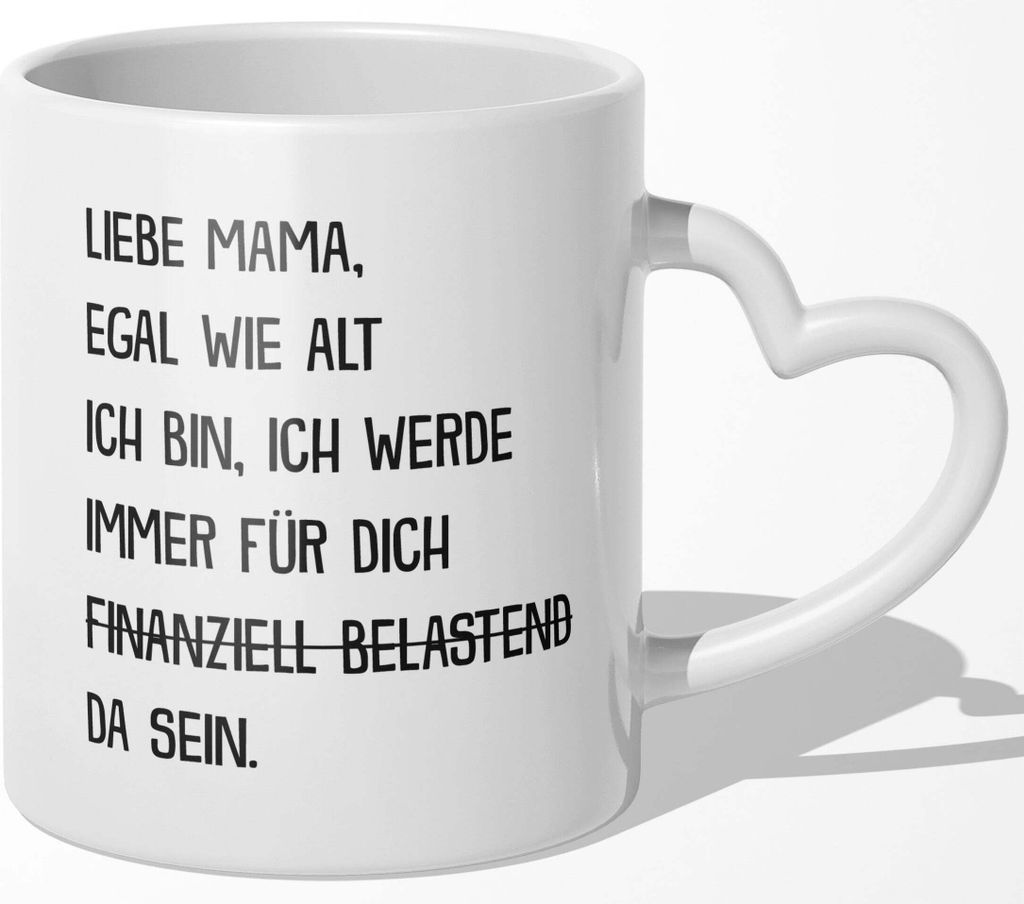22Feels Mama Geschenk Muttertag Mutter Tasse Geburtstag Kaffeetasse Frauen Weihnachten Haferl Beste Eltern (Herzhenkel Weiss)