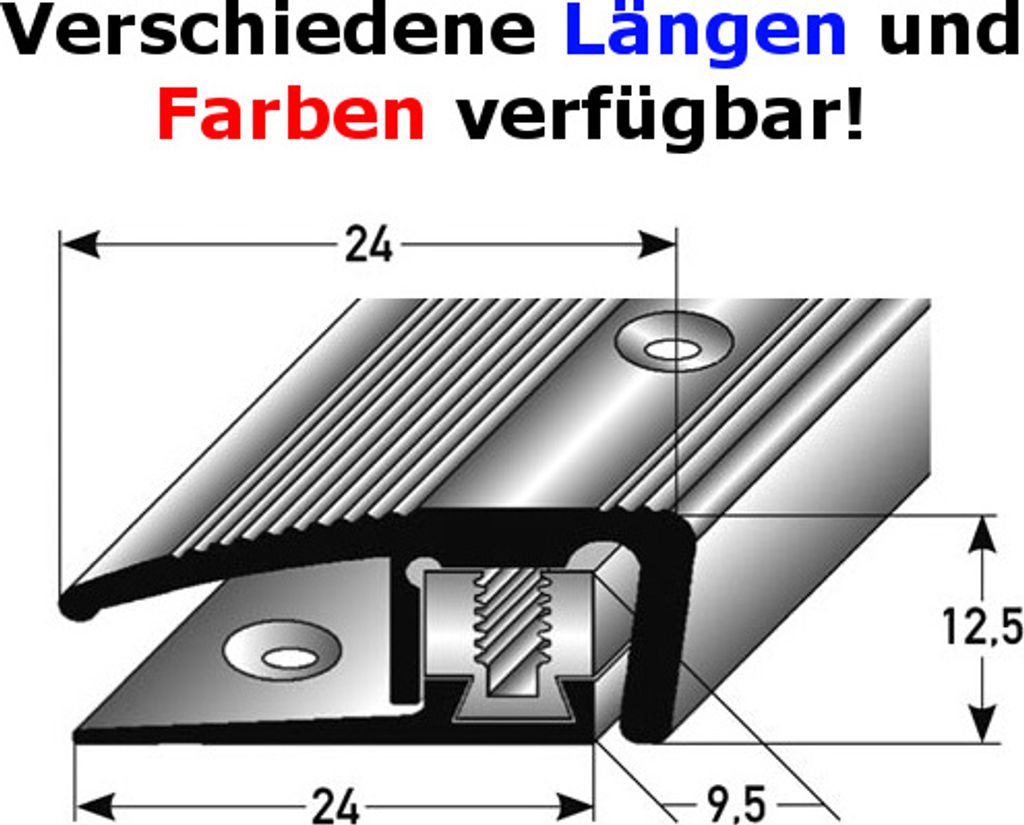 Abschlussprofil / Abschlussleiste Laminat "Trenton", Höhe 7 - 17 mm, 24 mm breit, 3-teilig, Aluminium eloxiert, gebohrt, Flex-goldfarbig-900