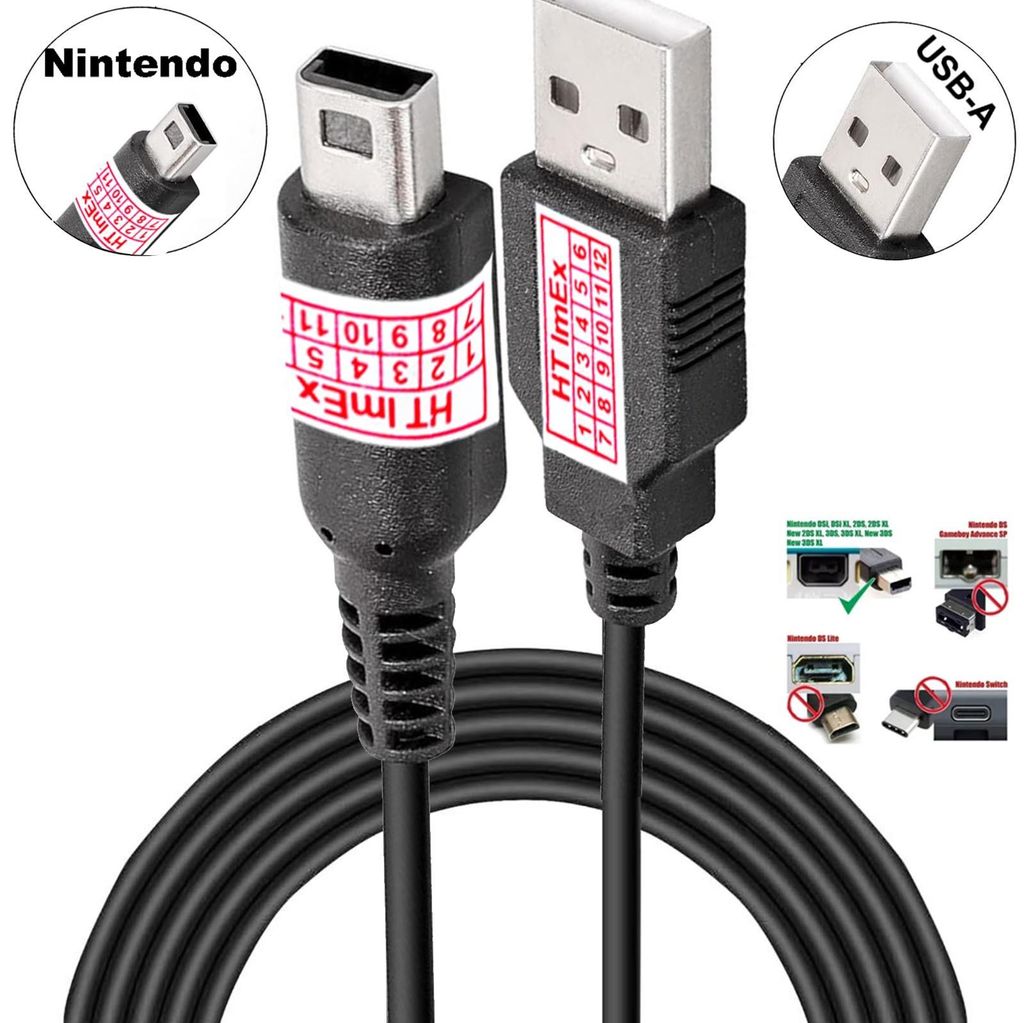 Ladekabel Nintendo 3DS XL 3DS 2DS NDSi DSi XL USB Kabel Produktbild 