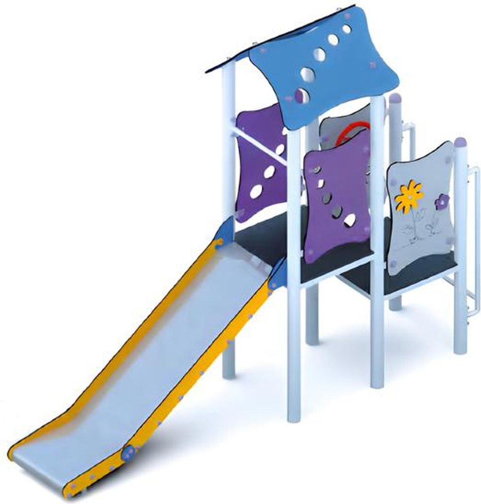 Kinderspielplatz Freizeitanlage Rutschbahn Klettergerüst Spielareal Mehrfarbig