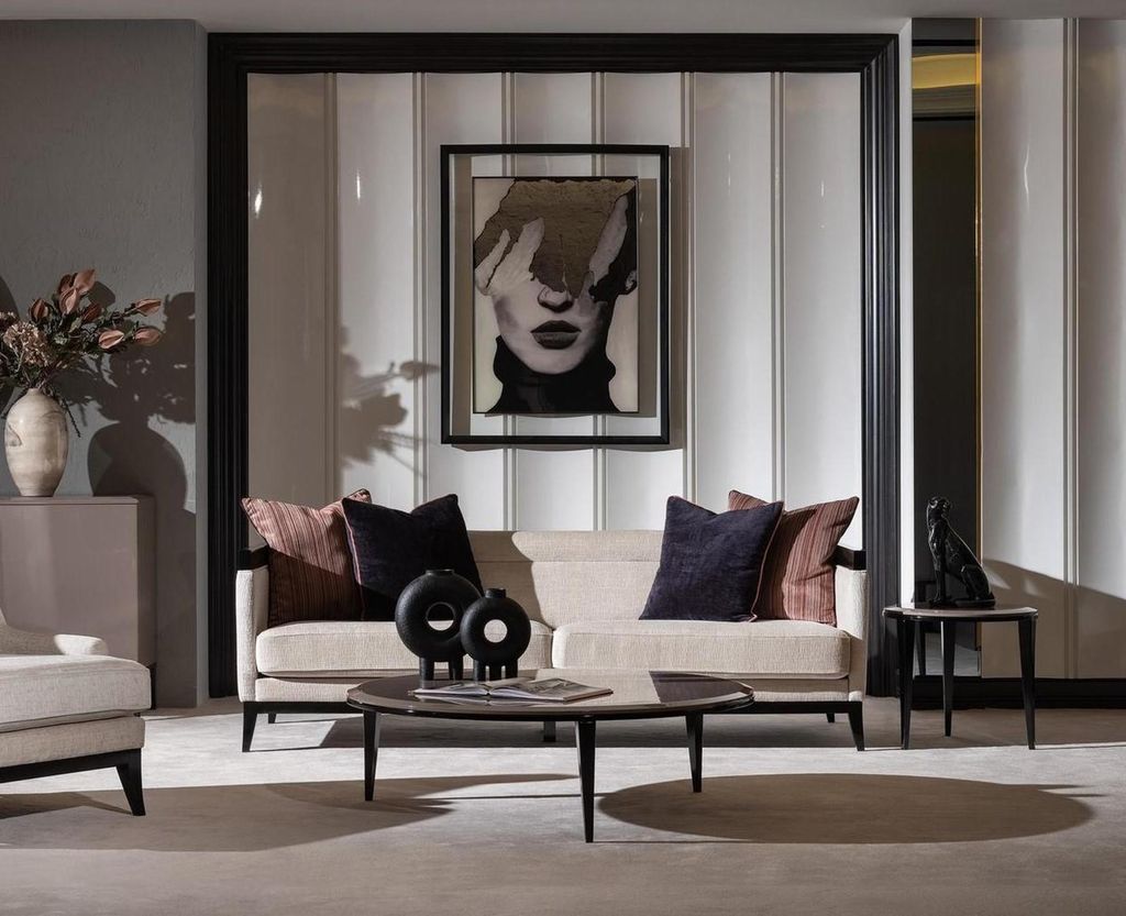 Moderner weißer 3-Sitzer Stoffsofa mit Holzrahmen