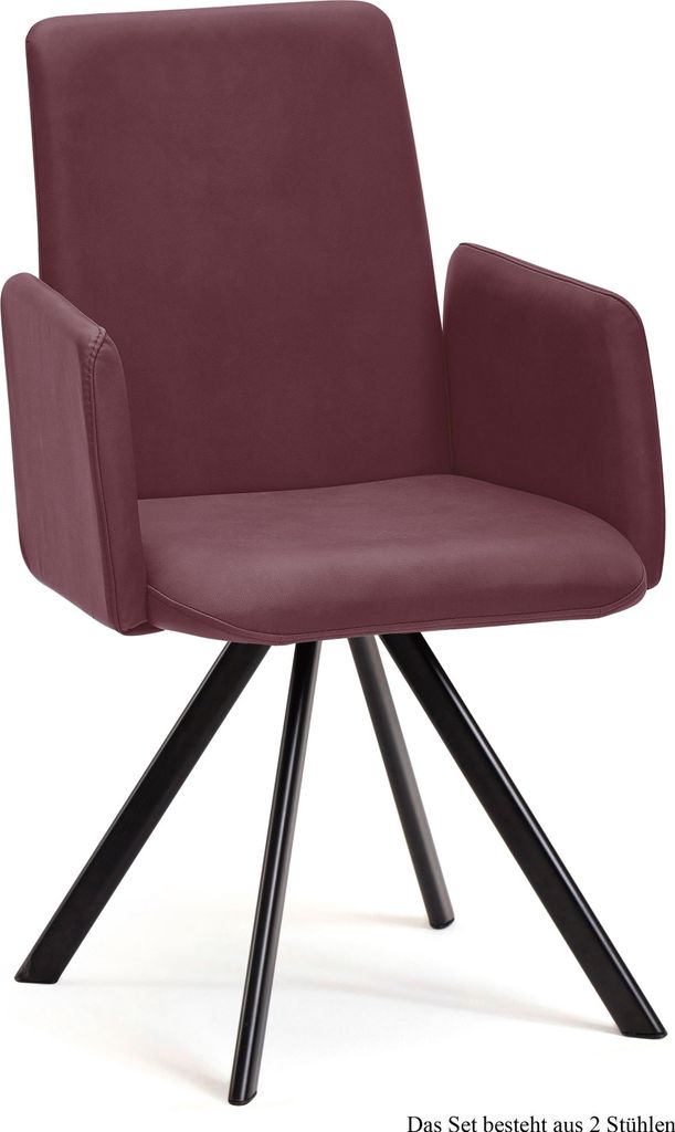 Armlehnstuhl drehbar (2er-Set) Denys 52x92x60 Schwarz/Marsala