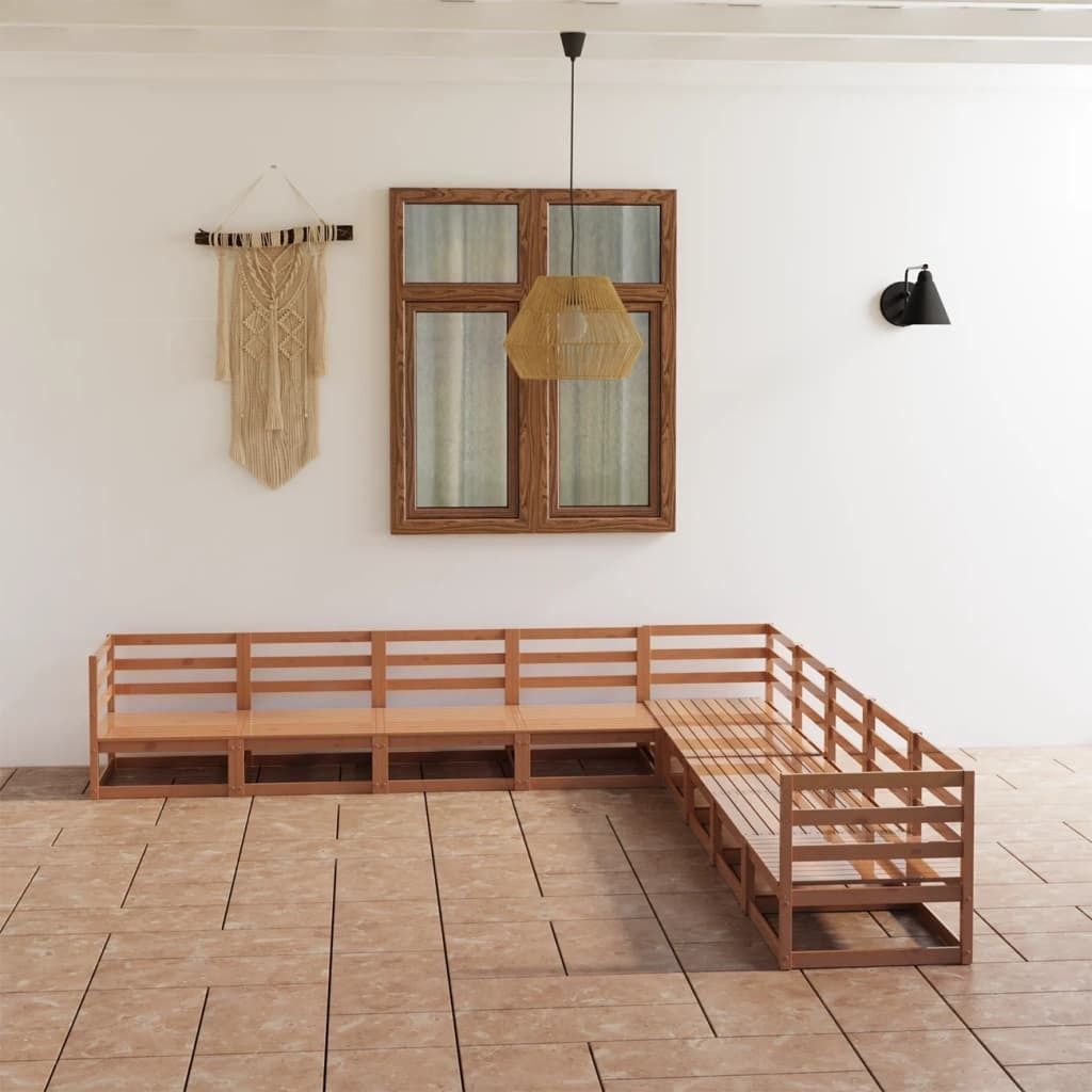 Maison Exclusive - 9-tlg. Garten-Lounge-Set Honigbraun Massivholz Kiefer