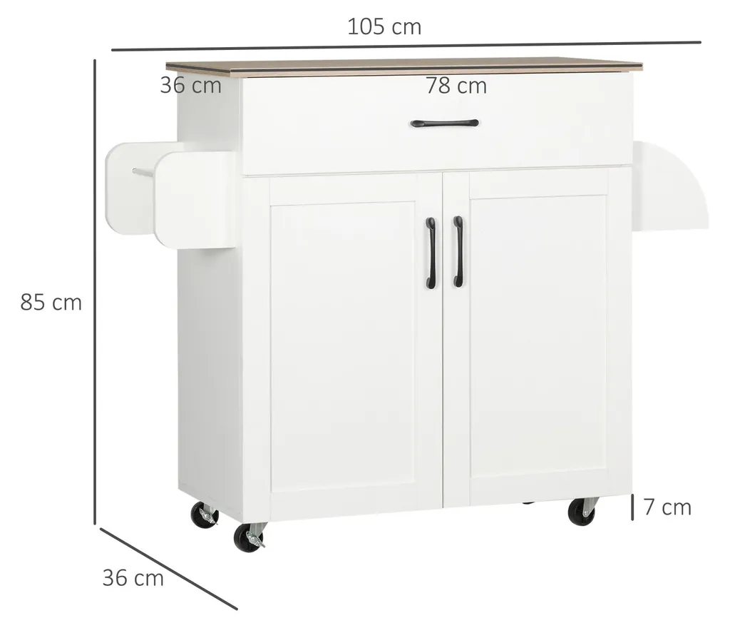 Meuble îlot de cuisine multi-rangements avec étagère réglable