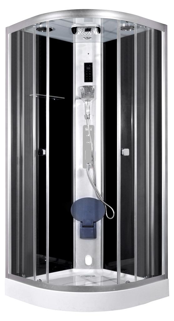 Komplettdusche 90×90×215 cm, Duschtasse, Gleittüren, 5 mm Produktbild 