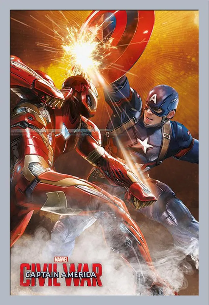 Kit Poster Captain America Civil War + Cornice Argento Shinsuke