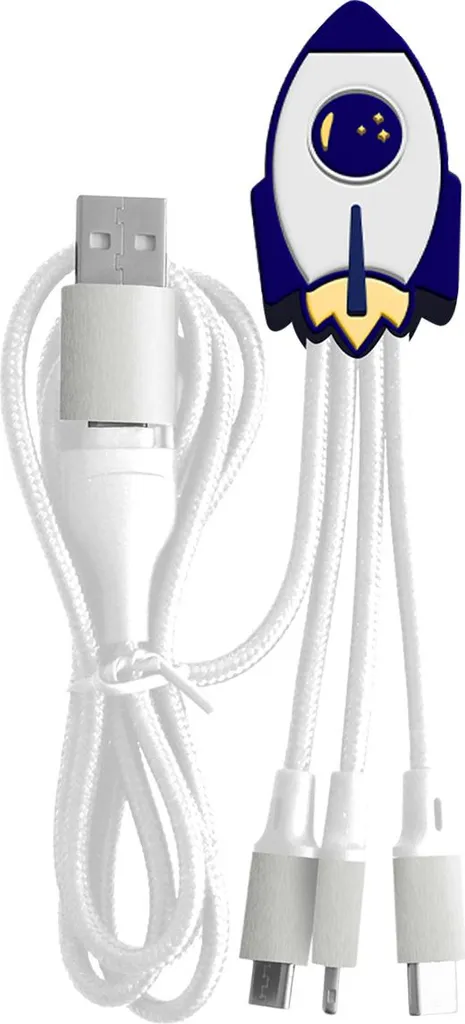 Câble Andy Rocket White USB-A+C vers Multi-Connecteurs 1m de Type-C