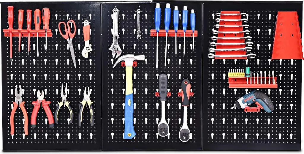 Paroi d'Atelier Métallique Extensible 120x60cm et Support 17 Outils