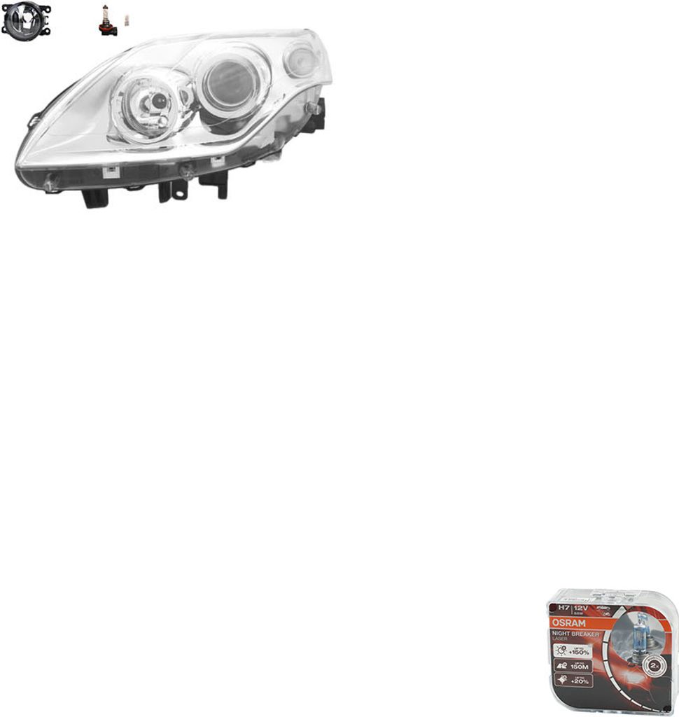 Johns, Scheinwerfer + Osram Night Breaker Laser passend für Renault Laguna BT KT 07-10L 260600038R 8200074008 6202E1 00006202E1 6710027 0000620639...