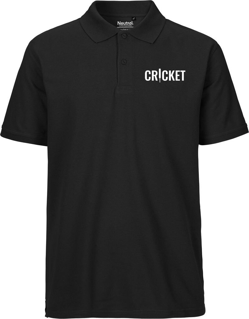 Huuraa Herren Polo Shirt Cricket Schriftzug XL Black Bio Baumwolle Fairtrade Poloshirt Geschenkidee