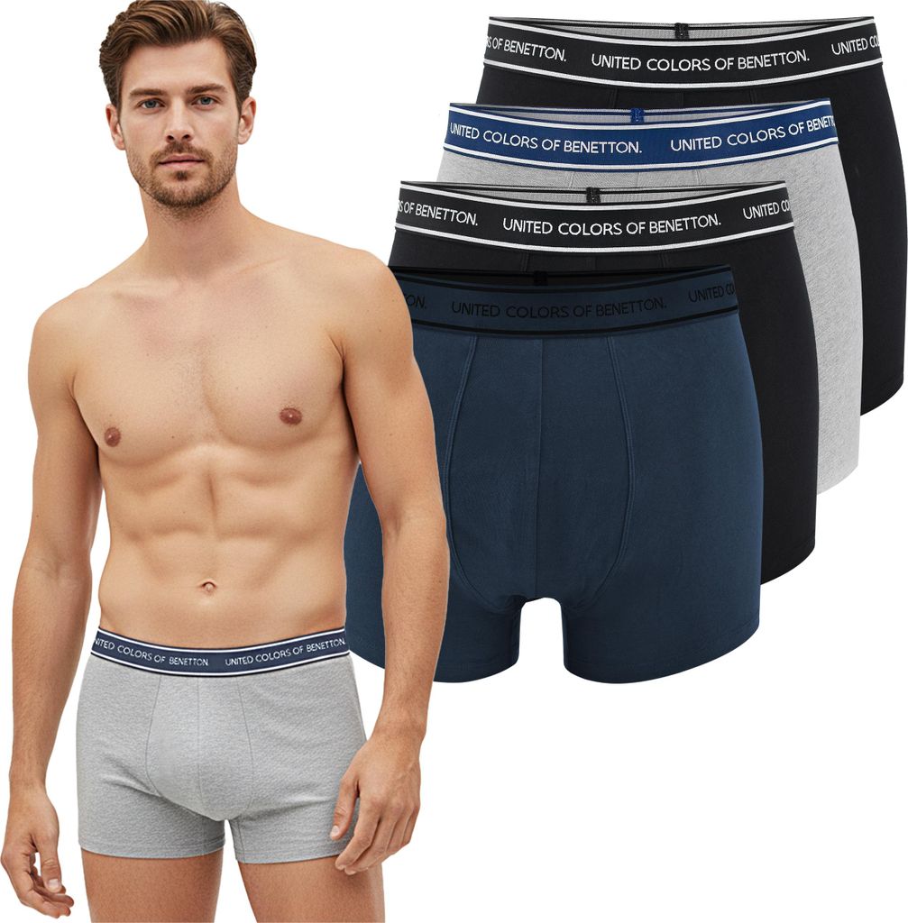UNITED COLORS OF BENETTON Herren-Boxershorts 4er-Pack Baumwolle Mix Größe XXL