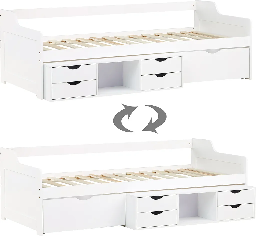 Lit d'enfant 90x200 cm modulable blanc idéal pour gagner de la place