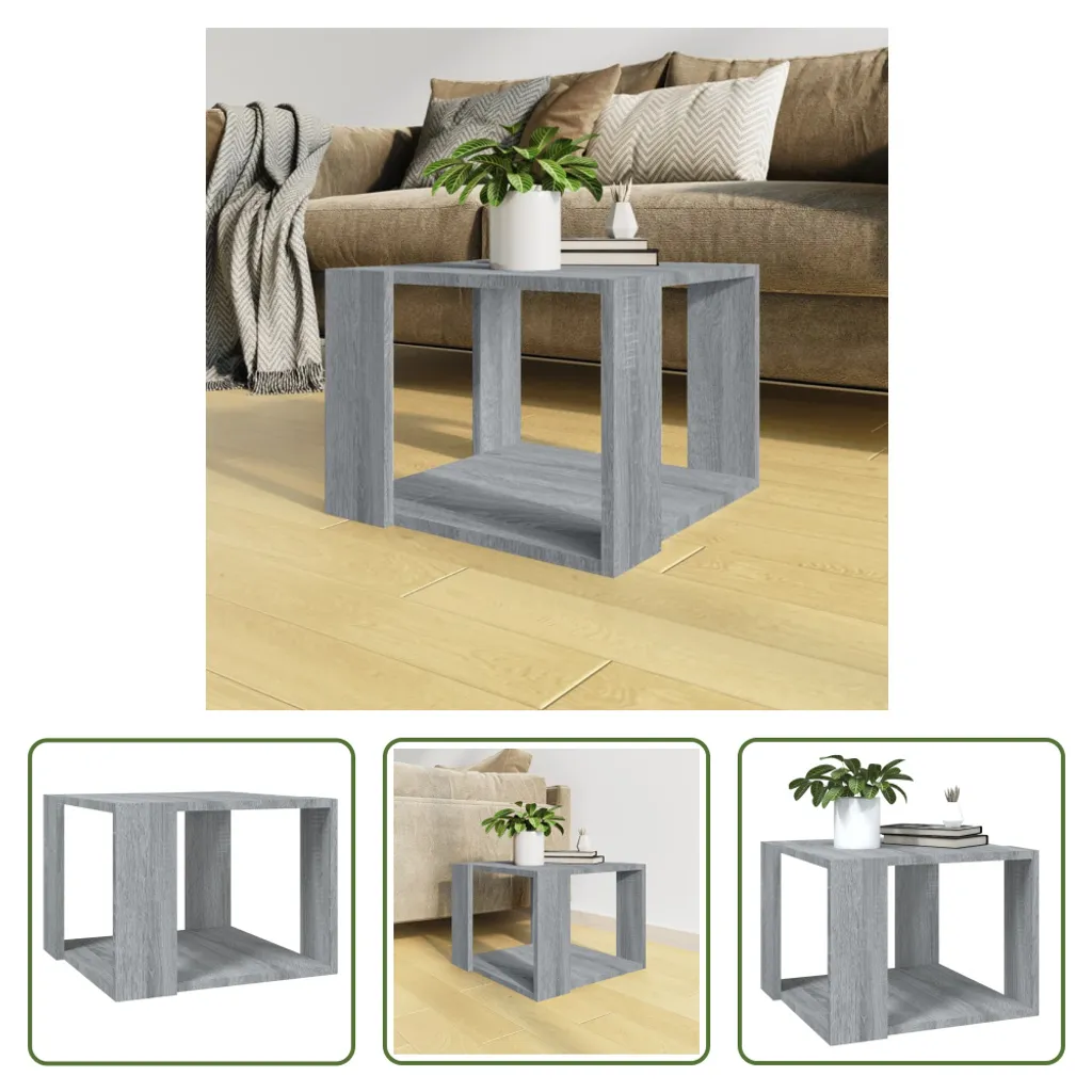 Table basse compacte en bois composite Gris Sonoma 40x40cm résistante - 7