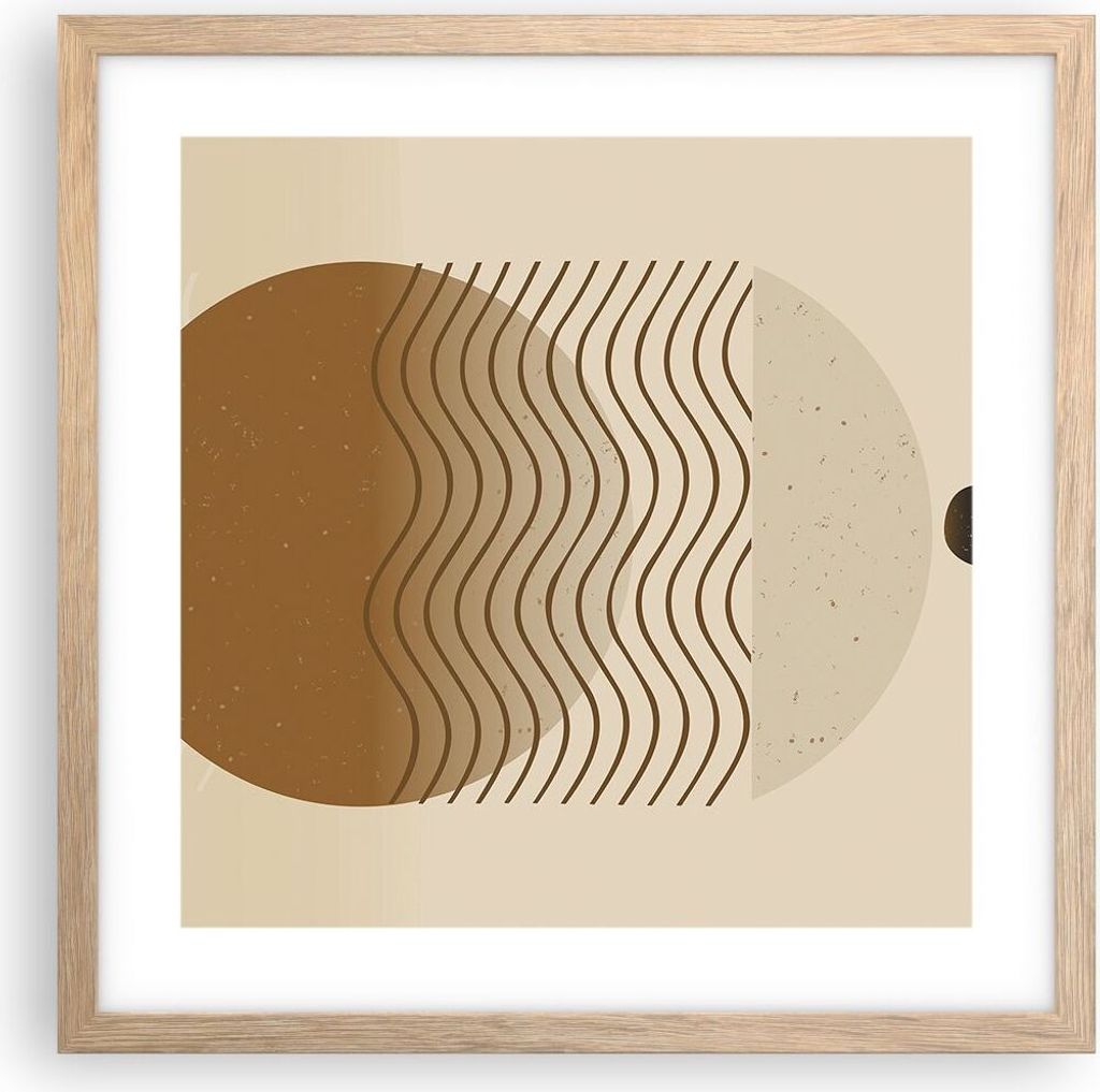 Gerahmtes Poster - Rahmen in heller Eiche - Abstraktion Geometrie Minimalismus - 40x40 cm - Wand Bild - Wanddeko - Wandbilder - Kunstposter - Wandp...