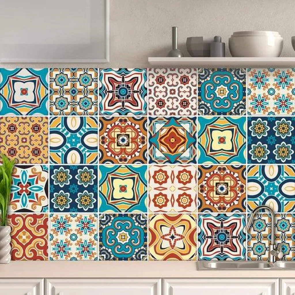 Adhésif mural décoratif 15 x 15 cm pour rénovation de vieux carreaux