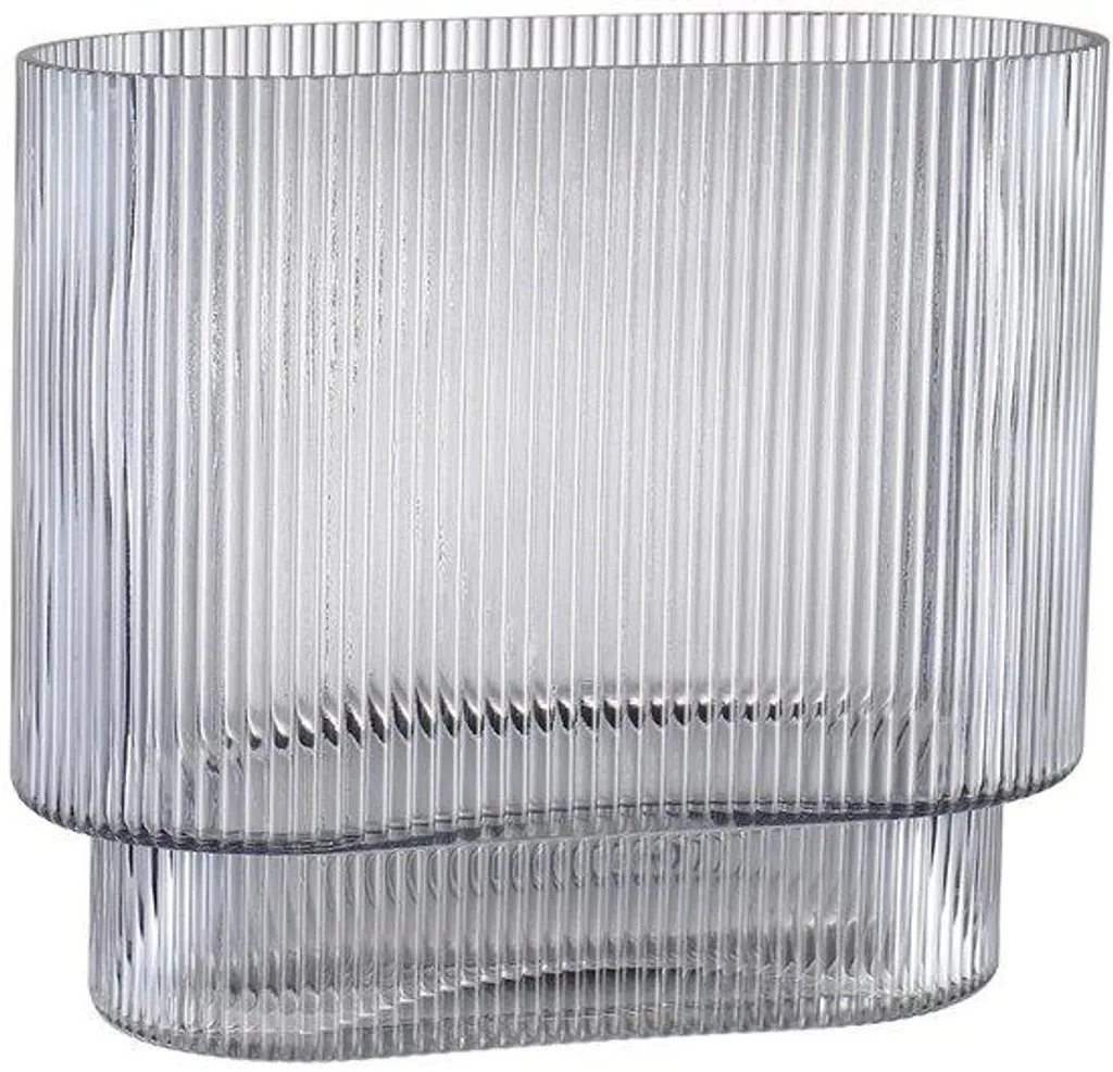 Vase en verre noir 18 cm au design cannelé pour tulipes et décoration